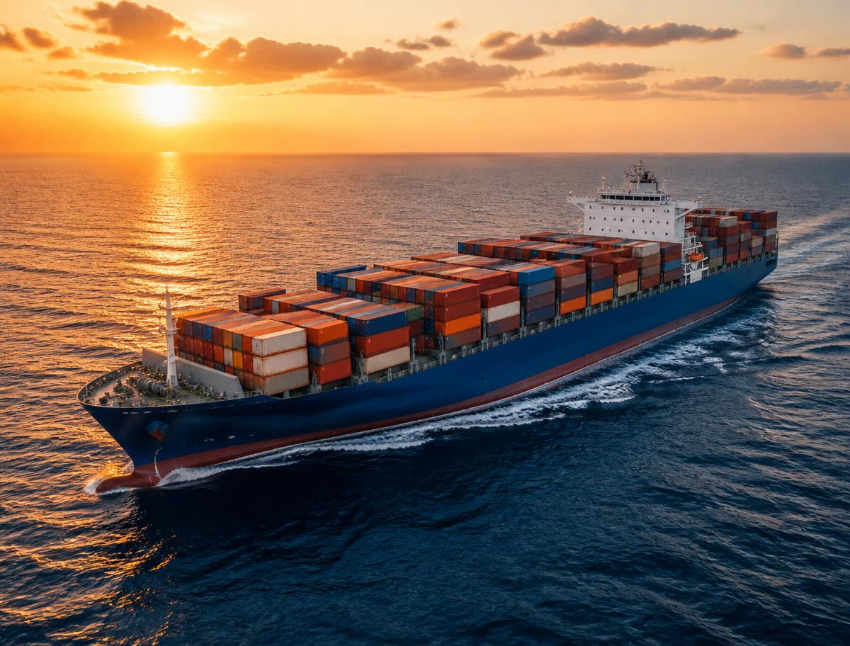 Ktlog container ship at sea